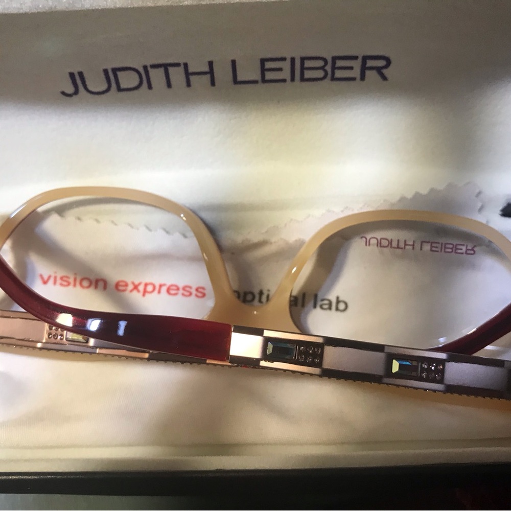 Judith Leiber Red Cat-Eye Optical Frames - Picture 9 of 11